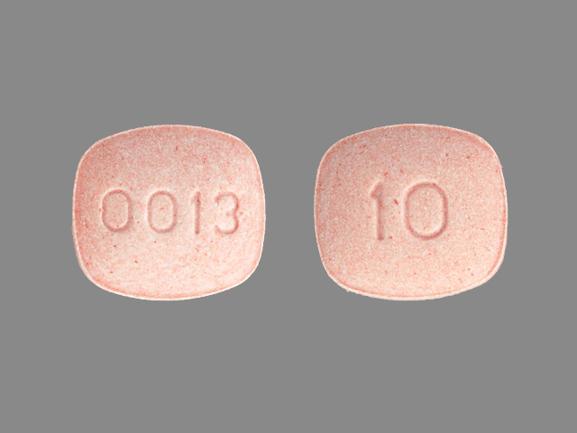 Pill 0013 10 Pink Oval is Pravastatin Sodium