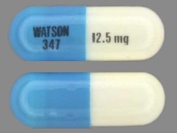 Pill WATSON 347 12.5 mg Turquoise & White Capsule-shape is Hydrochlorothiazide