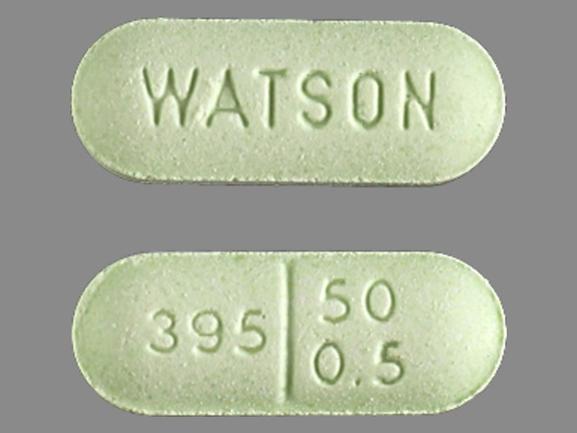 Pill WATSON 395 50 0 .5 Green Elliptical/Oval is Naloxone Hydrochloride and Pentazocine Hydrochloride