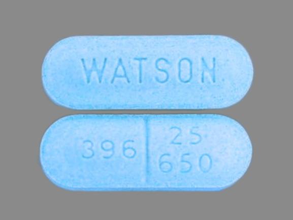Pill 396 25 650 WATSON Blue Capsule-shape is Acetaminophen and Pentazocine Hydrochloride