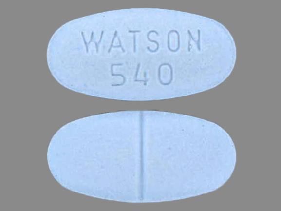 Pill WATSON 540 Blue Oval is Acetaminophen and Hydrocodone Bitartrate