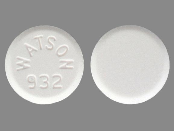 Pill WATSON 932 White Round is Acetaminophen and Oxycodone Hydrochloride