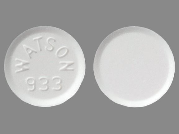 Pill WATSON 933 White Round is Acetaminophen and Oxycodone Hydrochloride