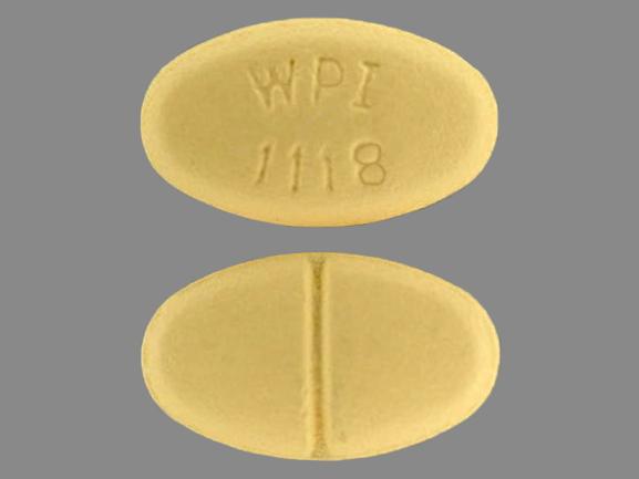 Pill WPI 1118 Yellow Elliptical/Oval is Mirtazapine