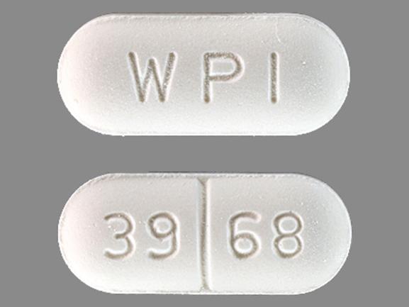 Pill WPI 39 68 White Capsule/Oblong is Chlorzoxazone