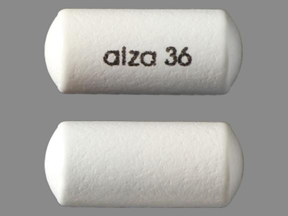 Pill alza 36 White Capsule/Oblong is Methylphenidate Hydrochloride Extended-Release