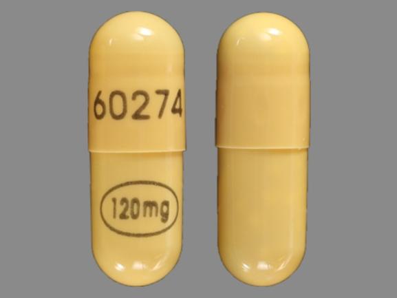 Pill 60274 120mg Yellow Capsule-shape is Verapamil Hydrochloride SR