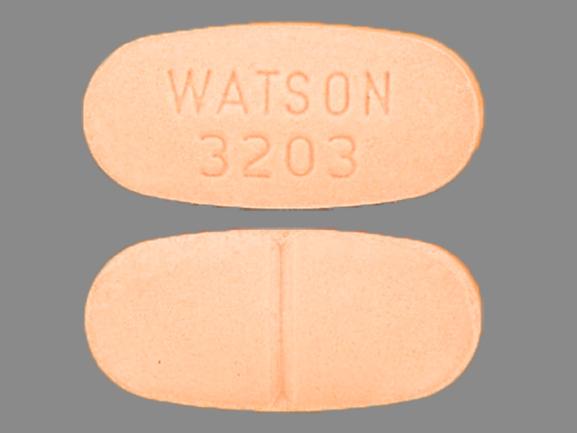 Pill WATSON 3203 Orange Oval is Acetaminophen and Hydrocodone Bitartrate