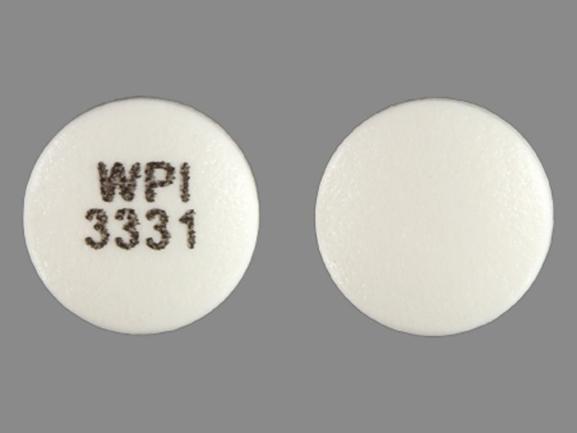 Pill WPI 3331 White Round is Bupropion Hydrochloride Extended-Release (XL)