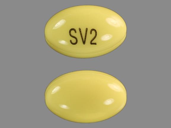 Pill SV2 Yellow Elliptical/Oval is Progesterone