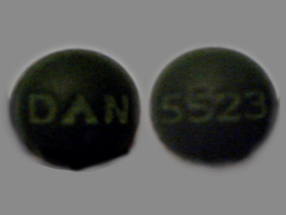 Pill 5523 DAN Green Round is Hydroxyzine Hydrochloride