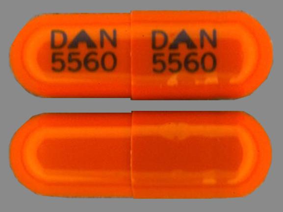 Pill DAN 5560 DAN 5560 Orange Capsule/Oblong is Disopyramide Phosphate