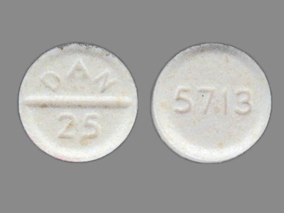 Pill 5713 DAN 25 White Round is Amoxapine