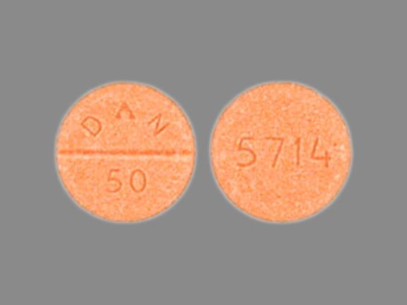Pill 5714 DAN 50 Orange Round is Amoxapine
