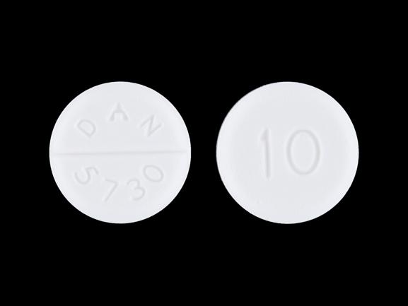Pill 10 DAN 5730 White Round is Baclofen