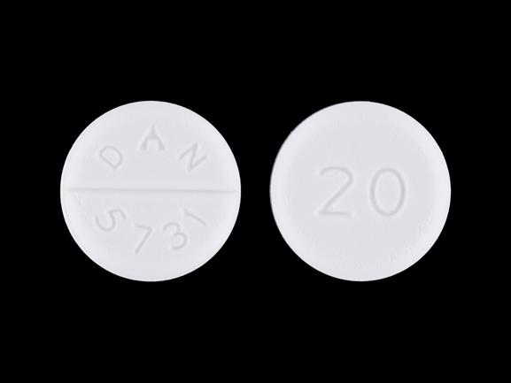 Pill 20 DAN 5731 White Round is Baclofen