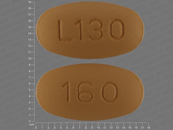 Pill L130 160 Yellow Oval is Valsartan