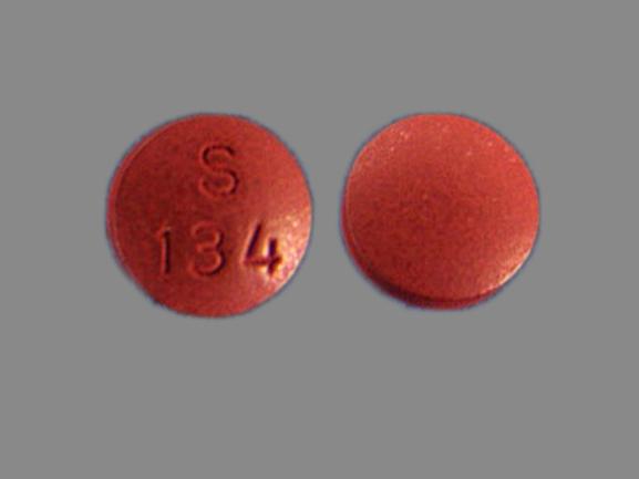 Pill S 134 Red Round is Docusate Sodium and Senna