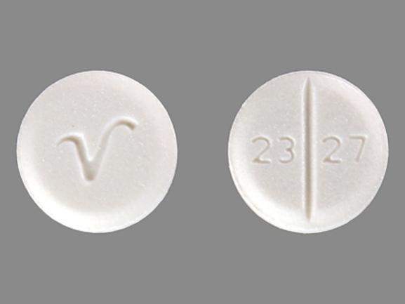 Pill 2327 V White Round is Benztropine Mesylate