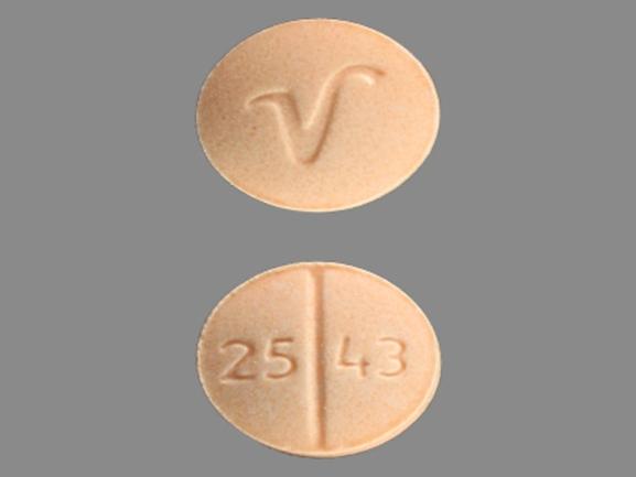 Pill 25 43 V Beige Oval is Clonidine Hydrochloride