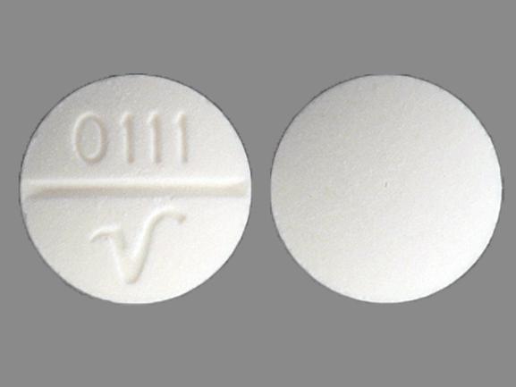 Pill 0111 V White Round is Dimenhydrinate