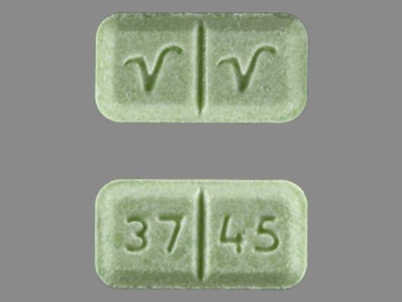 Pill 37 45 V V Green Rectangle is Glimepiride