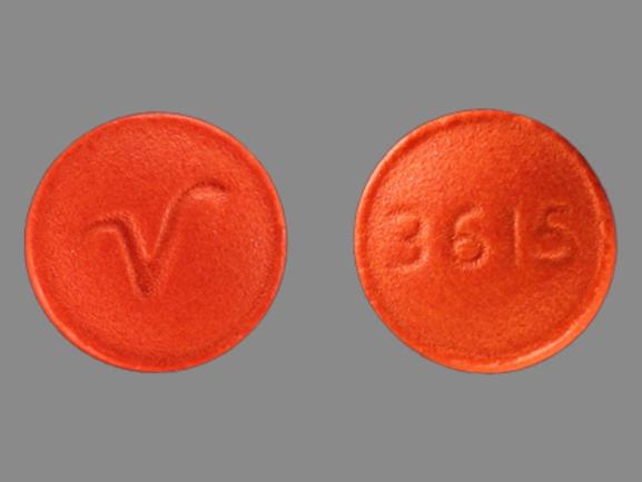 Pill V 3615 Orange Round is Hydroxyzine Hydrochloride