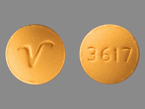 Pill V 3617 Orange Round is Hydroxyzine Hydrochloride