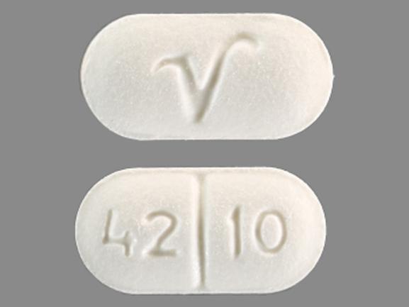 Pill 42 10 V White Capsule/Oblong is Lisinopril