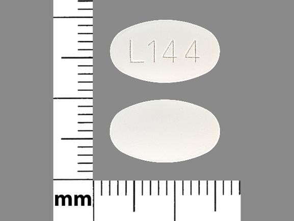 Pill L144 White Oval is Hydrochlorothiazide and Losartan Potassium