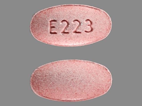 Pill E223 Pink Oval is Montelukast Sodium (Chewable)