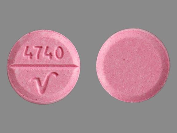 Pill 4740 V Pink Round is Guaifenesin