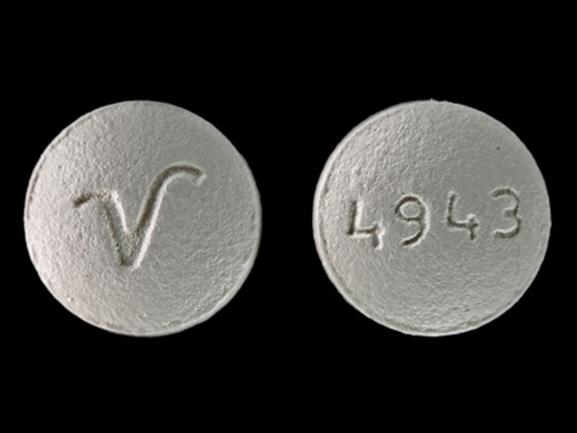 Pill V 4943 Gray Round is Perphenazine