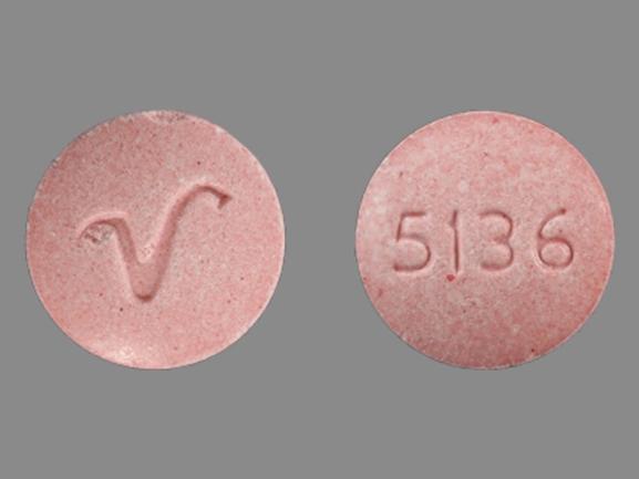 Pill 5136 V Pink Round is Promethazine Hydrochloride