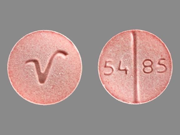Pill 54 85 V Pink Round is Propranolol Hydrochloride
