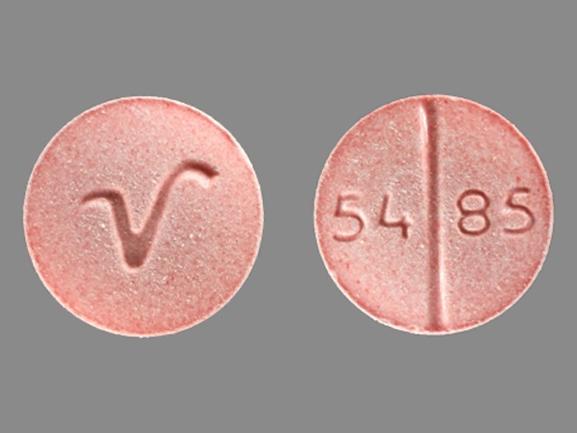 Pill 54 85 V Pink Round is Propranolol Hydrochloride