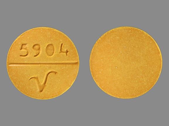 Pill 5904 V Yellow Round is Sulfazine