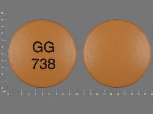 Pill GG 738 Brown Round is Diclofenac Sodium Delayed Release