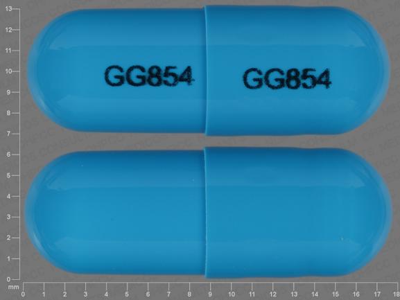 Pill GG854 GG854 Blue Capsule/Oblong is Dicloxacillin Sodium