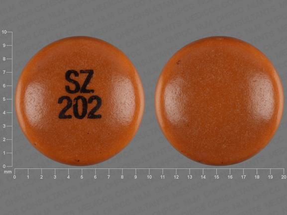 Pill SZ 202 Yellow Round is Chlorpromazine Hydrochloride