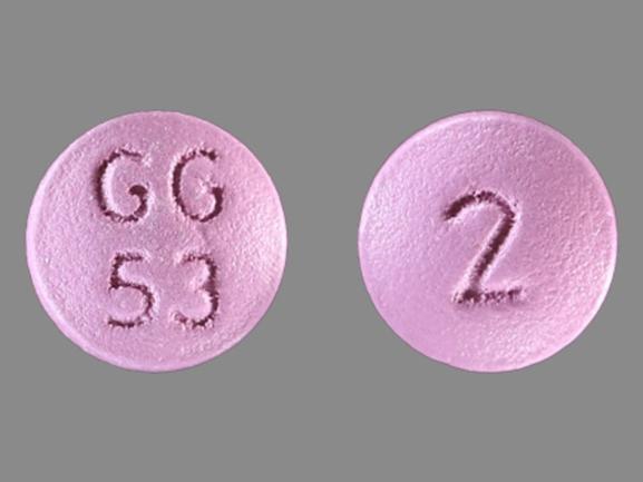 Pill 2 GG 53 Purple Round is Trifluoperazine Hydrochloride