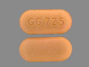 Pill GG 725 Orange Elliptical/Oval is Naproxen