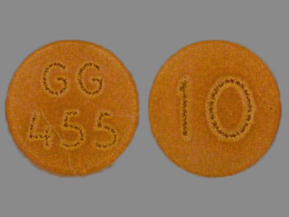 Pill GG 455 10 Brown Round is Chlorpromazine Hydrochloride