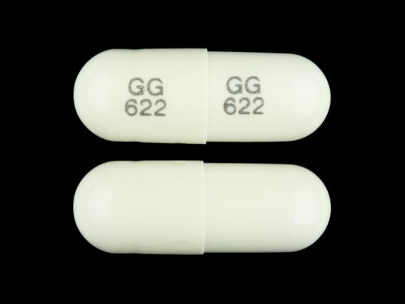 Pill GG 622 GG 622 Yellow Capsule/Oblong is Terazosin Hydrochloride