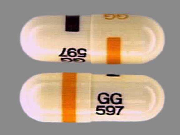 Pill GG 597 GG 597 White Capsule/Oblong is Thiothixene