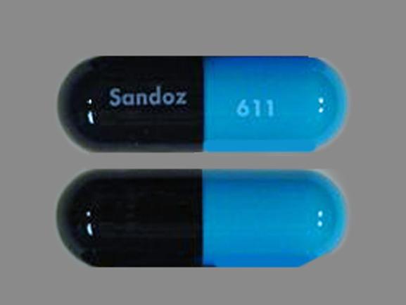 Pill Sandoz 611 Black Capsule/Oblong is Cefadroxil Monohydate