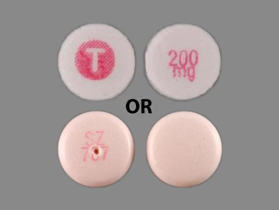 Pill T 200 mg Pink Round is Carbamazepine Extended-Release