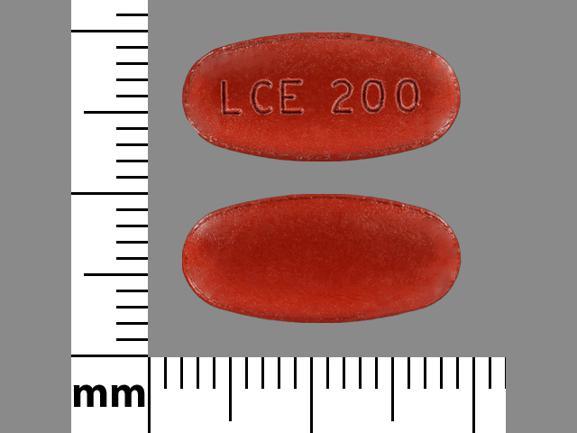 Pill LCE 200 Red Oval is Carbidopa, Entacapone and Levodopa