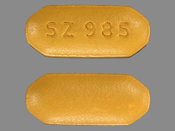 Pill SZ 985 Brown Eight-sided is Levofloxacin