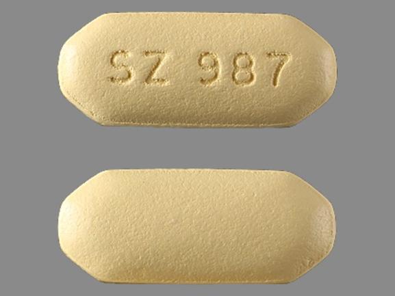 Pill SZ 987 Yellow Eight-sided is Levofloxacin.